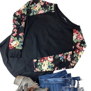 Floral sleeve raglan